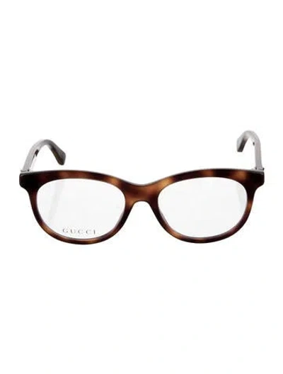 Pre-owned Gucci Gg Logo Round Eyeglasses W/ Tags In Brown