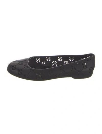 Pre-owned Gucci Gg Logo Rubber Ballet Flats In Black