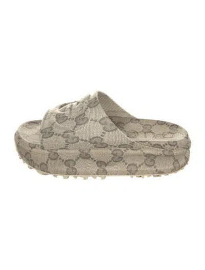 Pre-owned Gucci Gg Logo Rubber Espadrilles In Gray