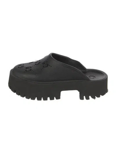 Pre-owned Gucci Gg Logo Rubber Mules In Black