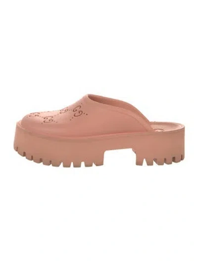 Pre-owned Gucci Gg Logo Rubber Mules In Pink