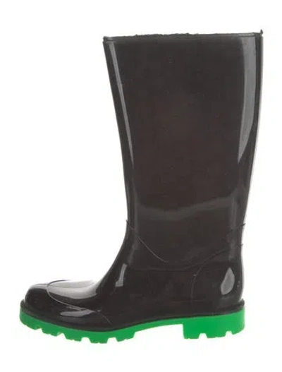 Pre-owned Gucci Gg Logo Rubber Rain Boots In Black