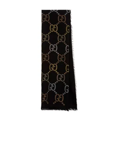 Gucci Gg-logo Scarf In Black