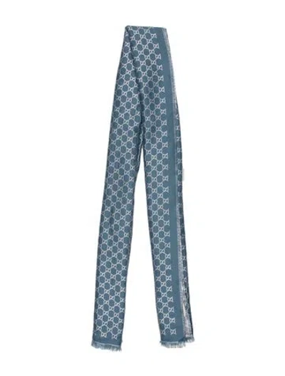 Pre-owned Gucci Gg Logo Scarf In Blue