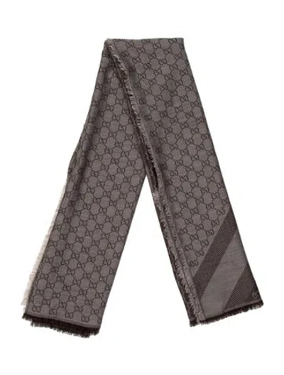 Pre-owned Gucci Gg Logo Scarf In Brown