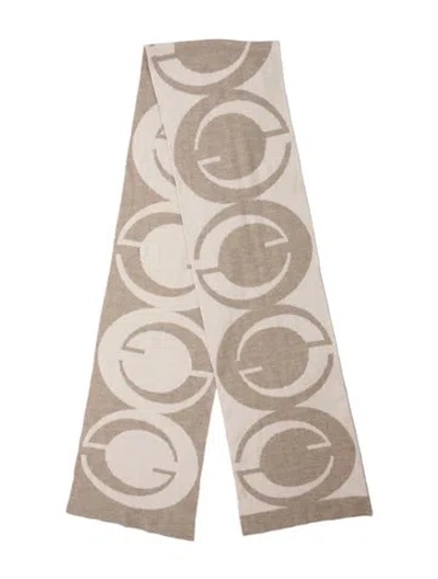 Pre-owned Gucci Gg Logo Scarf In Gray