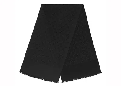 Pre-owned Gucci Gg Logo Scarf In Black