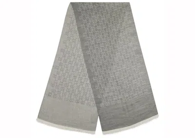 Pre-owned Gucci Gg Logo Scarf In Lead
