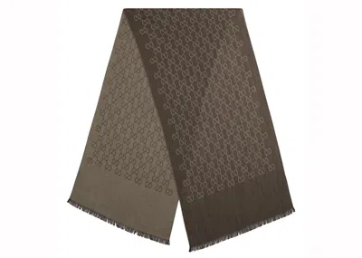 Pre-owned Gucci Gg Logo Scarf In Rope/dark Brown