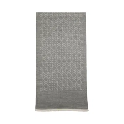 Pre-owned Gucci Gg Logo Scarf 'lead' | Grey | Women's Size Onesize In Gray