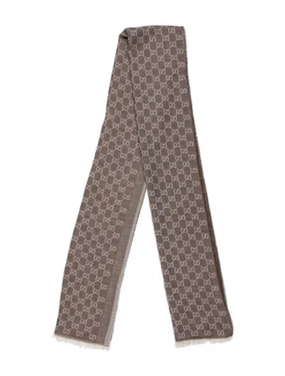 Pre-owned Gucci Gg Logo Scarf In Neutral