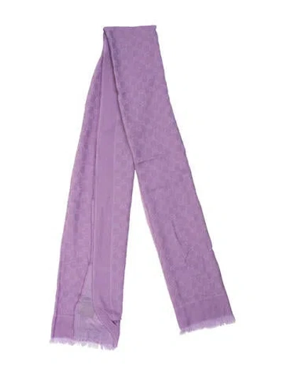 Pre-owned Gucci Gg Logo Scarf In Purple
