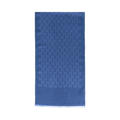 Pre-owned Gucci Gg Logo Scarf 'sapphire/sky Blue' | Women's Size Onesize