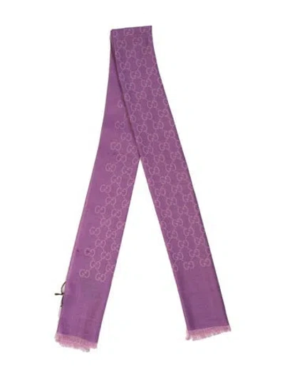 Pre-owned Gucci Gg Logo Scarf W/ Tags In Purple