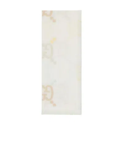 Gucci Gg Logo Scarf In White
