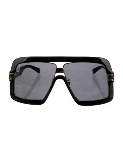 Pre-owned Gucci Gg Logo Shield Sunglasses In Black