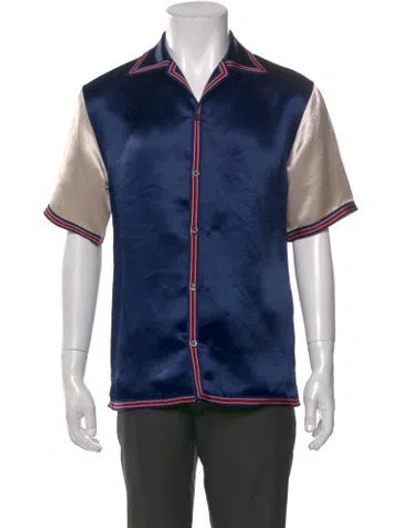 Pre-owned Gucci Gg Logo Short Sleeve Shirt In Blue