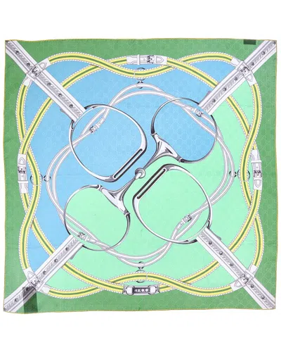Gucci Gg Logo Silk Scarf In Neutral