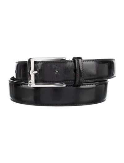 Pre-owned Gucci Gg Logo Skinny Belt In Black