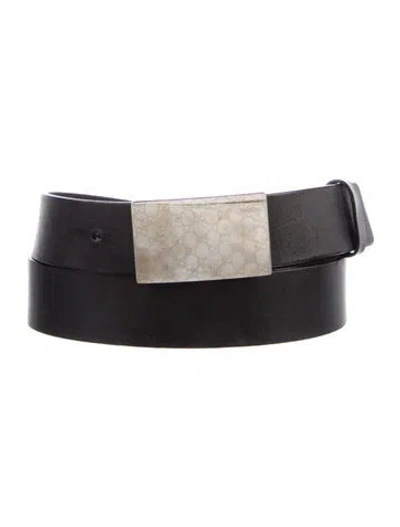 Pre-owned Gucci Gg Logo Skinny Belt In Black