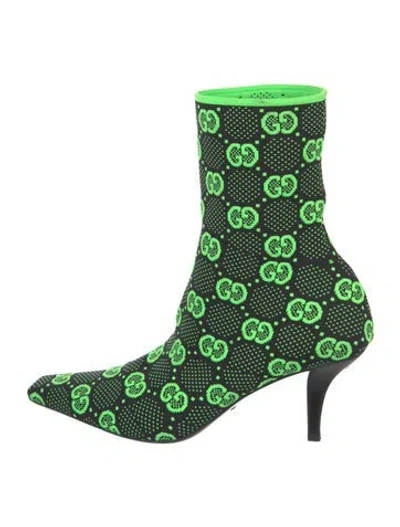 Pre-owned Gucci Gg Logo Sock Boots In Black
