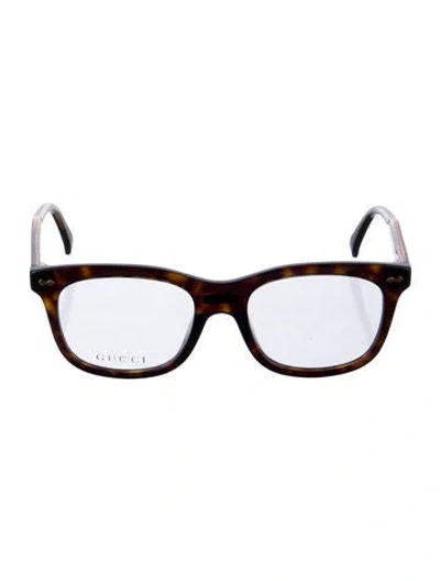 Pre-owned Gucci Gg Logo Square Eyeglasses In Brown
