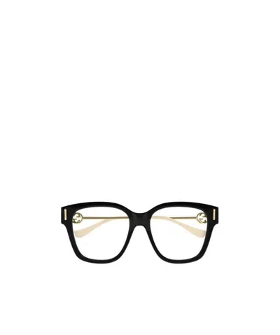 Gucci Gg-logo Square-frame Optical Glasses In Black