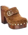 Gucci Damen-clog Mit Plateausohle Und Doppel G In Brown