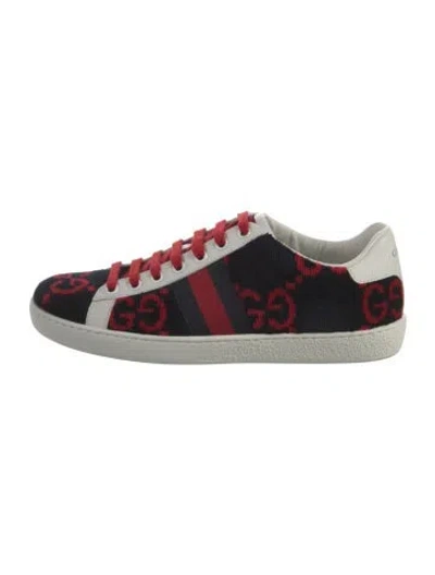 Pre-owned Gucci Gg Logo Terry Cloth Sneakers In Blue