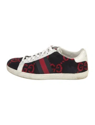 Pre-owned Gucci Gg Logo Terry Cloth Sneakers In Blue