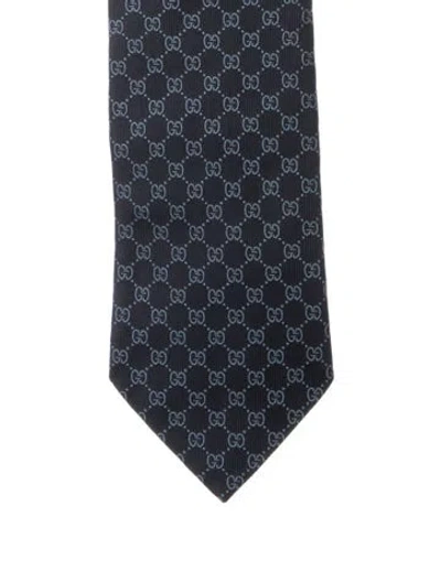 Pre-owned Gucci Gg Logo Tie In Blue