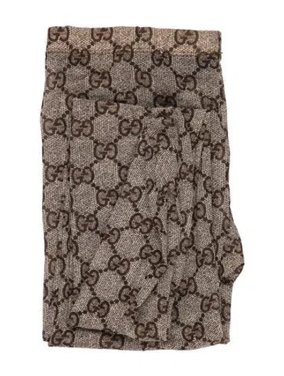 Pre-owned Gucci Gg Logo Tights In Brown