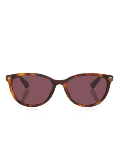 Gucci Gg-logo Tortoiseshell Sunglasses In Brown