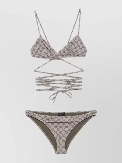 Gucci Gg Logo Triangle Bikini Set Adjustable In Multi