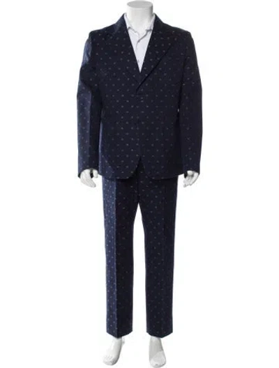 Pre-owned Gucci Gg Logo Two-piece Suit W/ Tags In Blue
