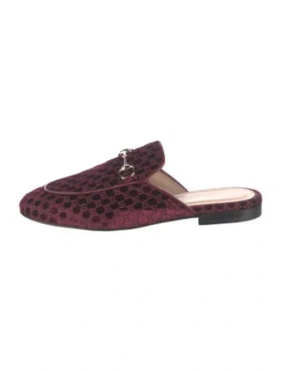 Pre-owned Gucci Gg Logo Velvet Mules In Red