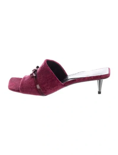 Pre-owned Gucci Gg Logo Velvet Slides In Burgundy