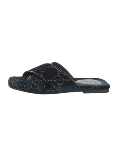 Pre-owned Gucci Gg Logo Velvet Slides In Multi