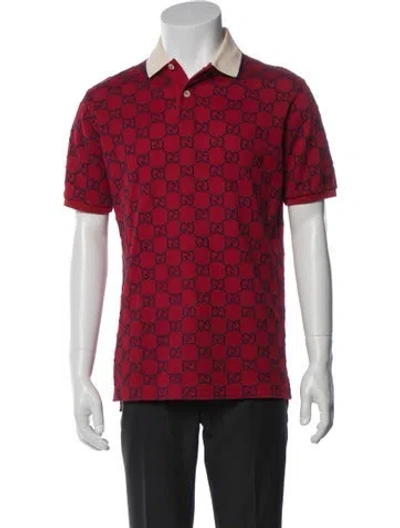 Pre-owned Gucci Gg Logo V-neck Polo Shirt In Multi