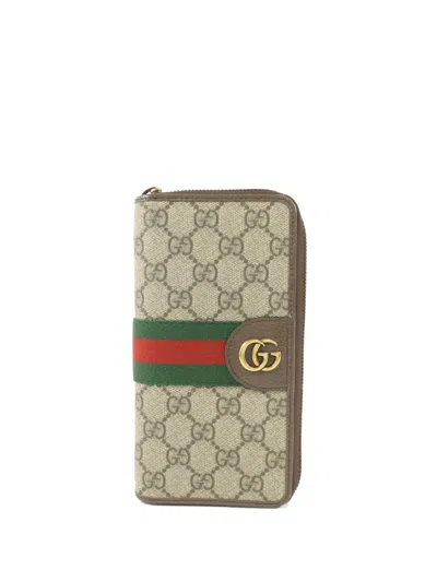 Pre-owned Gucci Gg Logo Wallet In Neutral