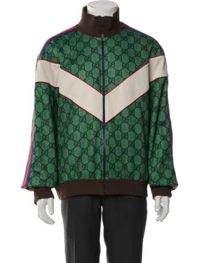 Pre-owned Gucci Gg Logo Windbreaker In Green