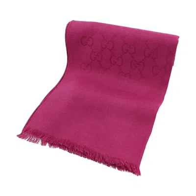Pre-owned Gucci Gg Logo Wool And Silk Scarf 'pink' | Women's Size Onesize