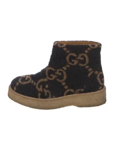 Pre-owned Gucci Gg Logo Wool Boots In Black