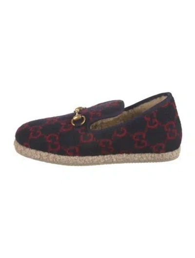 Pre-owned Gucci Gg Logo Wool Espadrilles In Blue