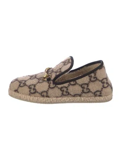 Pre-owned Gucci Gg Logo Wool Espadrilles In Neutral