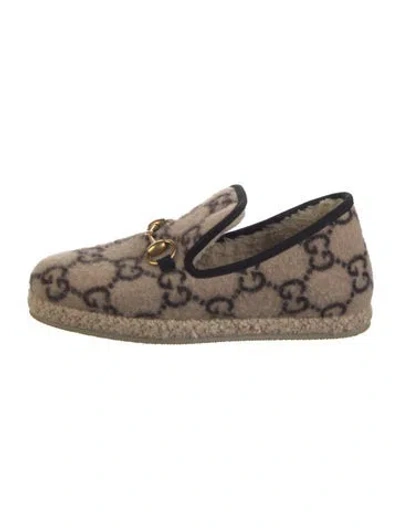 Pre-owned Gucci Gg Logo Wool Espadrilles In Neutral