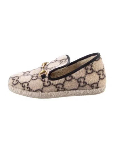 Pre-owned Gucci Gg Logo Wool Espadrilles In Neutral