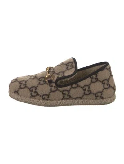 Pre-owned Gucci Gg Logo Wool Sandals In Neutrals