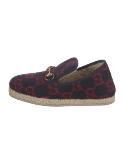 Pre-owned Gucci Gg Logo Wool Slippers In Blue/red