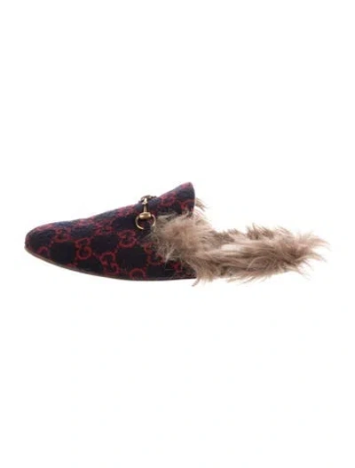 Pre-owned Gucci Gg Logo Wool Slippers In Multicolor